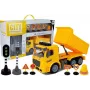 LEAN TOYS Tipper Set 1:14 RC Dump Truck ar ceļa zīmēm, gaismām un ātruma kameru - Dzeltens