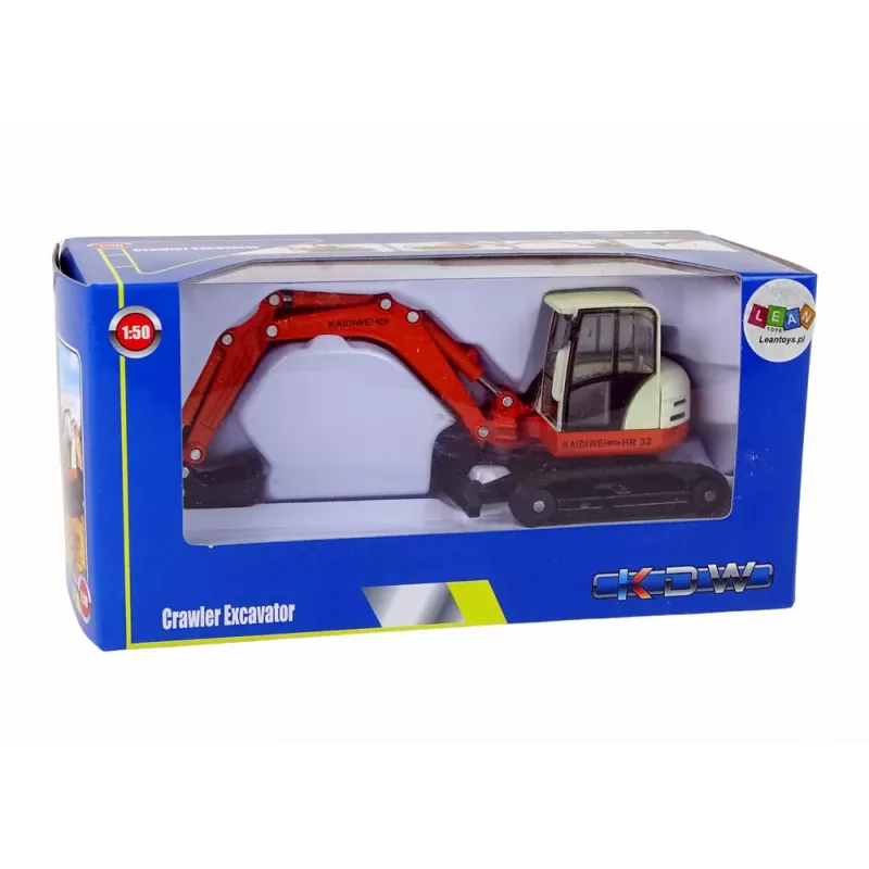 LEAN TOYS Metāla ekskavators ar lielu strēli 1:50 liešanas modelis