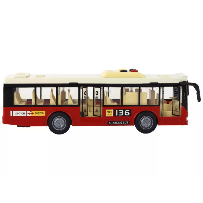 LEAN TOYS Battery Powered Bus with Lights and Sounds - Red City 1:16