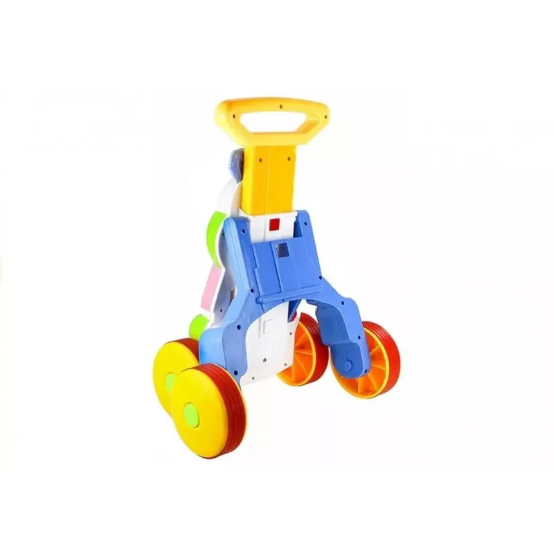 LEAN TOYS Bērnu stumjamā rotaļlieta Nīlzirgs ar skaņām, grabulīšiem, čaukstošām detaļām un spoguli