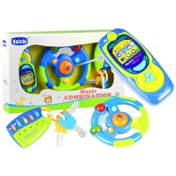 LEAN TOYS Baby Car Set Keys Steering Wheel Mobile Phone Interactive Learning Toy Set