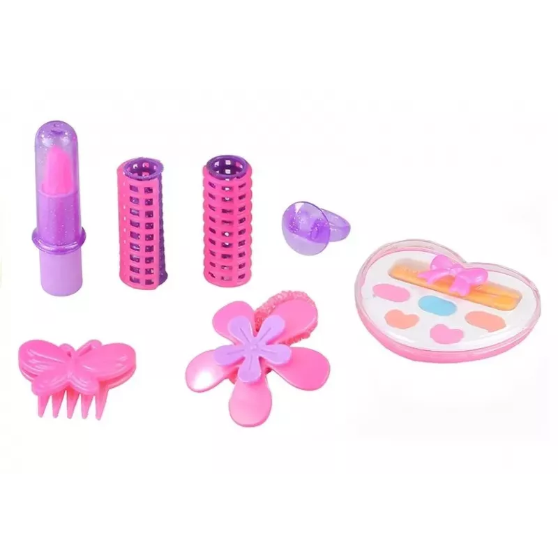 LEAN TOYS Meiteņu skaistumkopšanas komplekts Matu aksesuāru komplekts Reālistisks matu žāvētājs somā