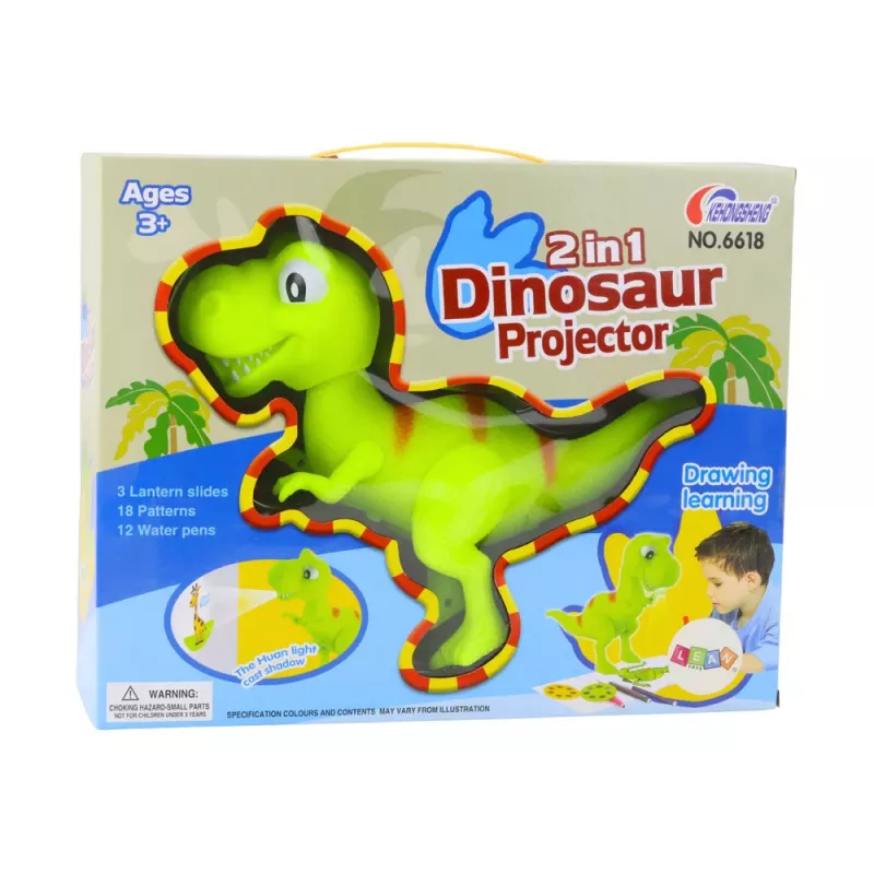 LEAN TOYS T-Rex Dinosaur Projector for Drawing and Painting 18 Pictures 2-in-1 Markers