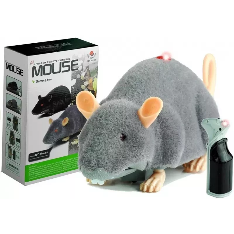 LEAN TOYS Big RC Mouse Toy on Wheels Grey - Make a Prank