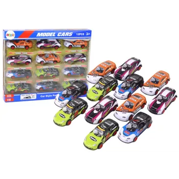 LEAN TOYS Sporta auto komplekts 1:55 ar berzes piedziņu, 12 krāsainas detaļas