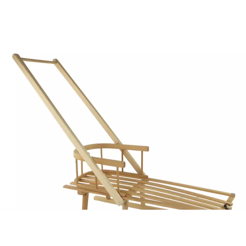 LEAN TOYS Sled With Backrest, Wooden Pusher, Wooden Handle
