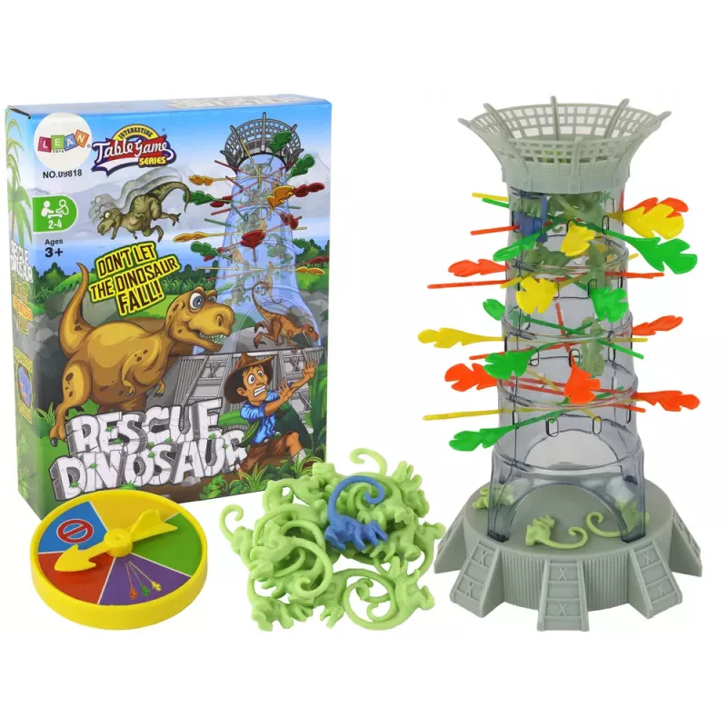 LEAN TOYS Ģimenes Arkādes Spēle Krītošie Dinozauri Nūju Tornis