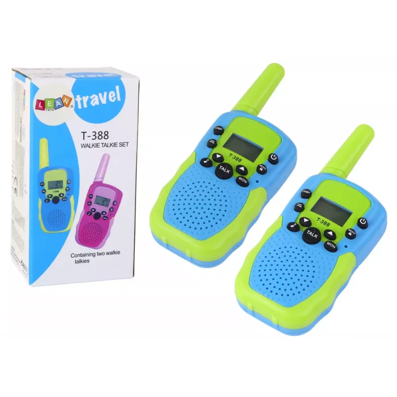 LEAN TOYS Walkie Talkie komplekts zaļš/zils 3 km diapazons bērniem