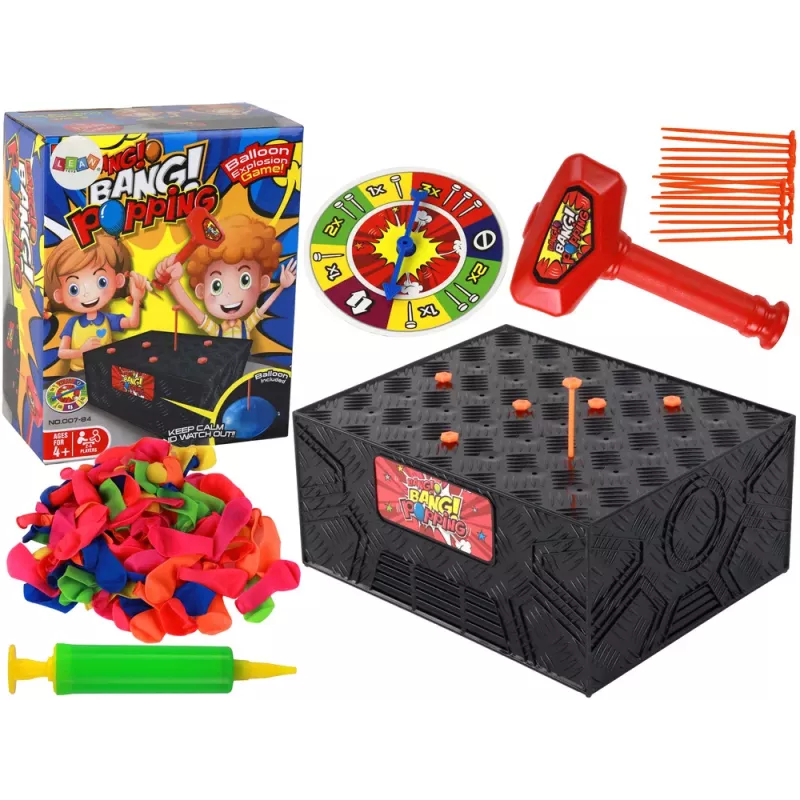 LEAN TOYS Ģimenes Arkādes Spēle: Pārsprādzēt Balonu ar Āmuru un Naglām