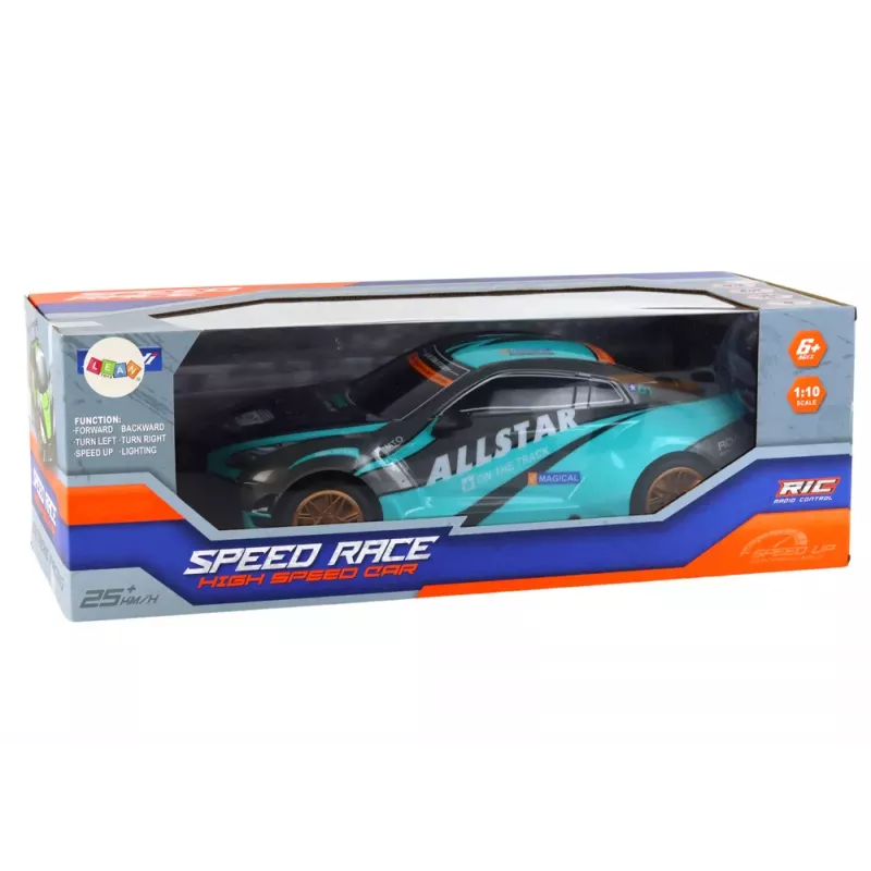 LEAN TOYS Liela ar tālvadību sporta automašīna 1:10 Tirkīza un Melna