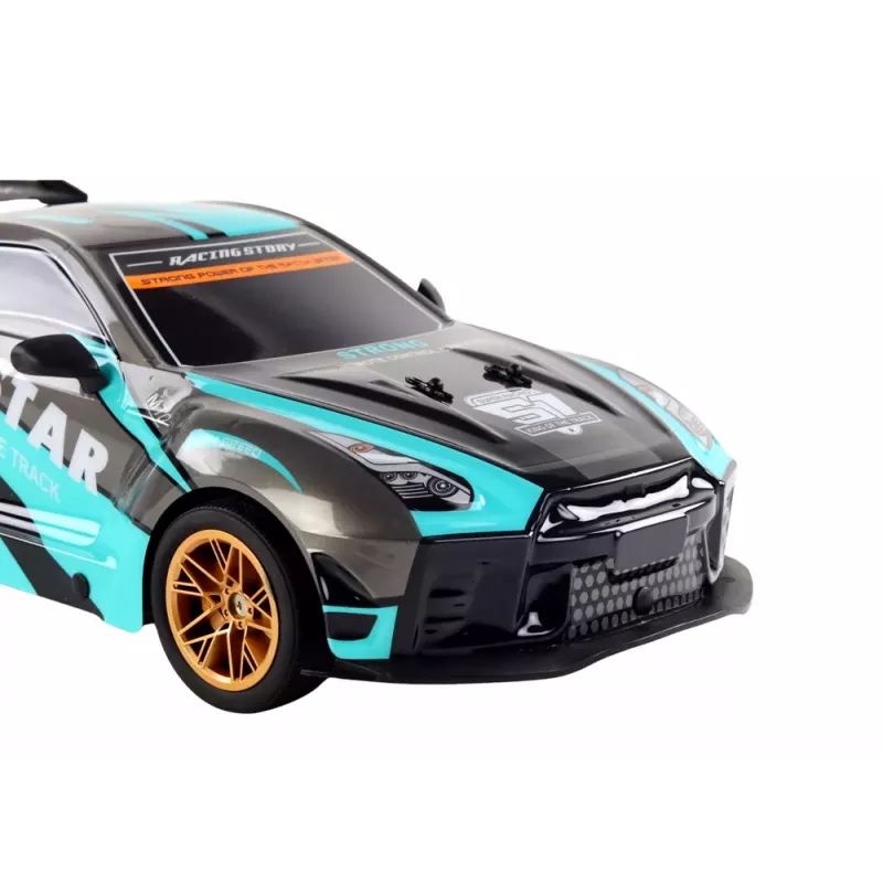 LEAN TOYS Liela ar tālvadību sporta automašīna 1:10 Tirkīza un Melna