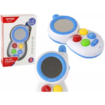LEAN TOYS Zils bērnu interaktīvais telefons ar gaismām, skaņām un spoguli