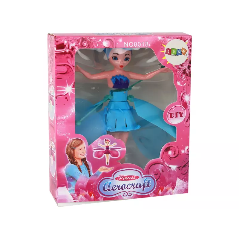 LEAN TOYS Ar roku vadāma burvju zilā feja lidojoša lelle