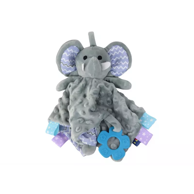 LEAN TOYS Ziloņa mīkstā rotaļlieta ar grabulīti un zobu šķiļamo