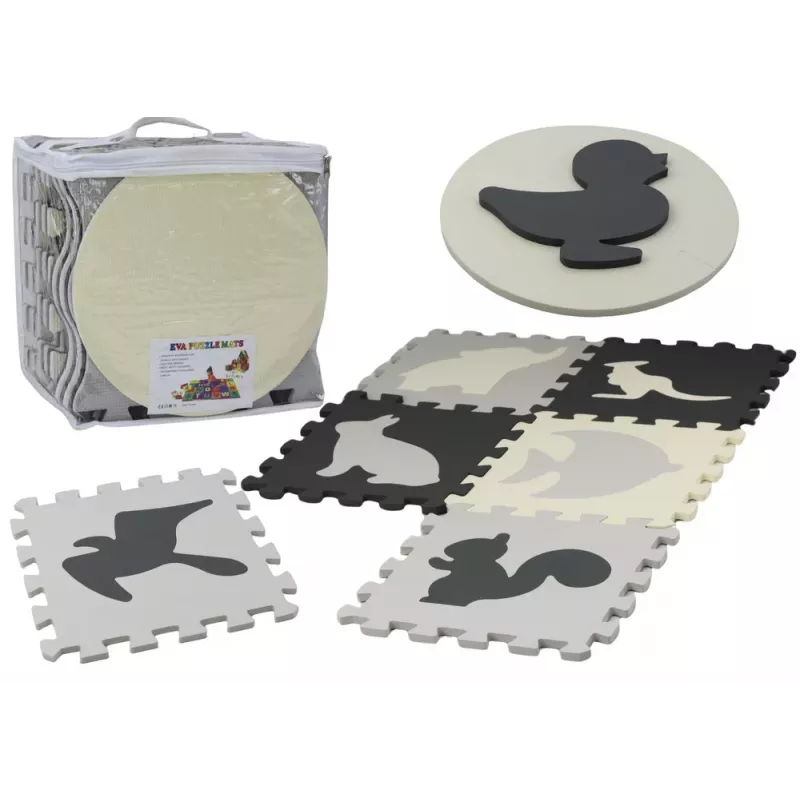 LEAN TOYS Soft Puzzle Mat Contrasting Educational EVA Foam Gray 28 pieces
