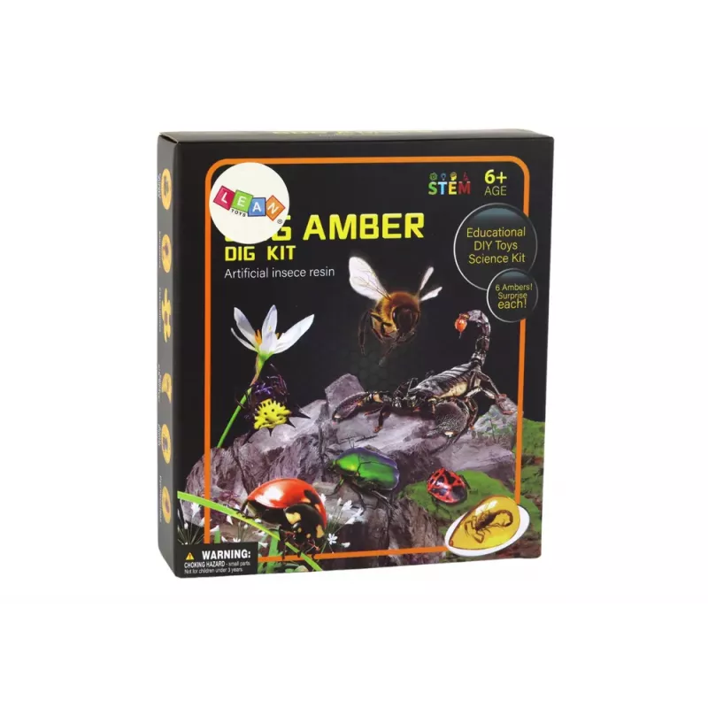 LEAN TOYS Arheoloģiskais izrakumu komplekts Kukaiņi dzintarā