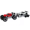 LEAN TOYS Sarkanais bezceļu auto un baltais sporta auto ar evakuatoru komplekts
