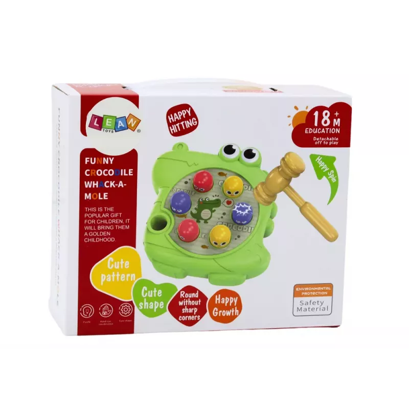 LEAN TOYS Arkādes spēle Wac A Mole Krokodils Zaļš Āmurs
