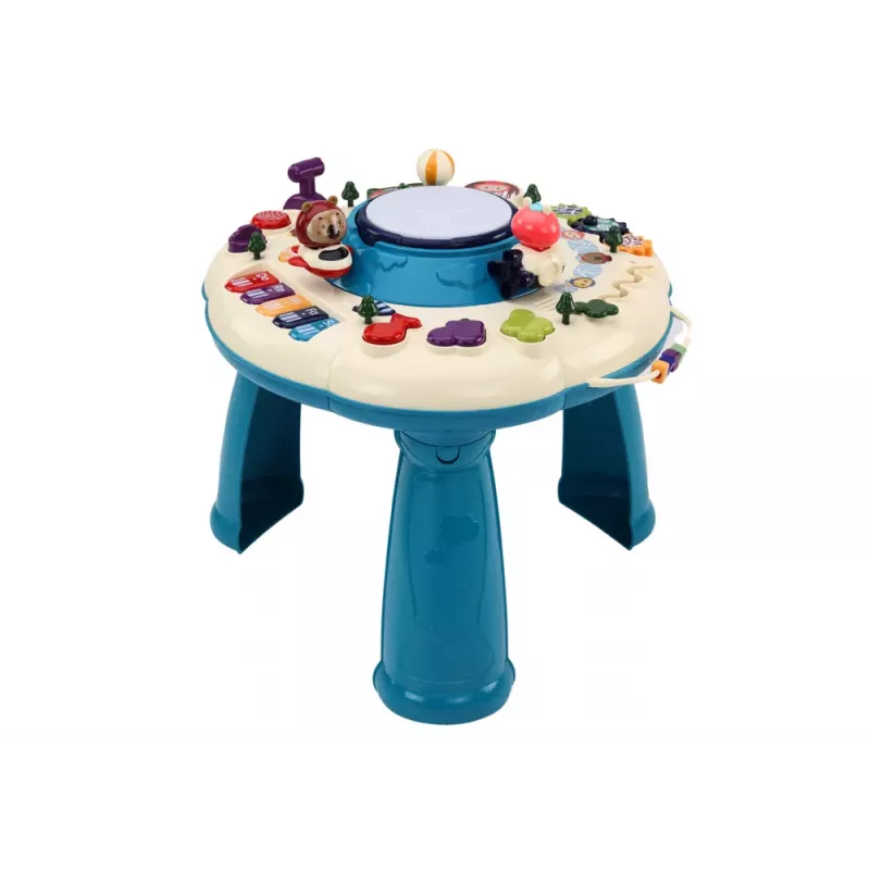 LEAN TOYS Interaktīvs izglītojošs panelis galda klavieres bungas zils