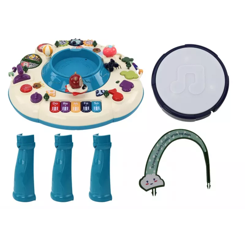 LEAN TOYS Interaktīvs izglītojošs panelis galda klavieres bungas zils