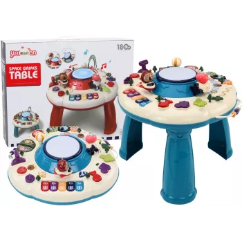LEAN TOYS Interaktīvs izglītojošs panelis galda klavieres bungas zils