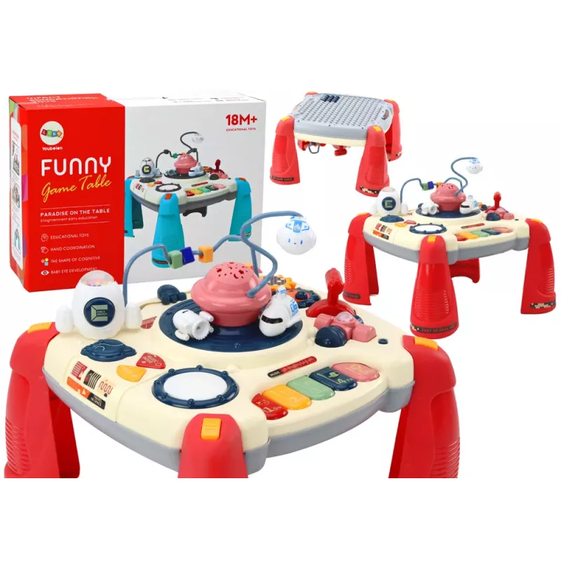 LEAN TOYS Interaktīvais izglītojošais galds Bērnu panelis Klavieres Kosmoss Sarkans