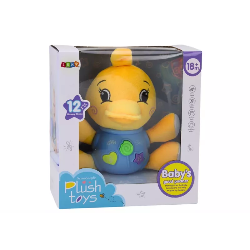 LEAN TOYS Plush Duck Interactive Plush Yellow Playing 19 cm