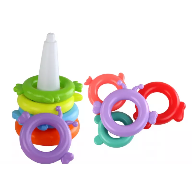 LEAN TOYS Piramīdas Vienradža Puzle 8 Apļi Krāsaini 29cm x 14cm x 14cm