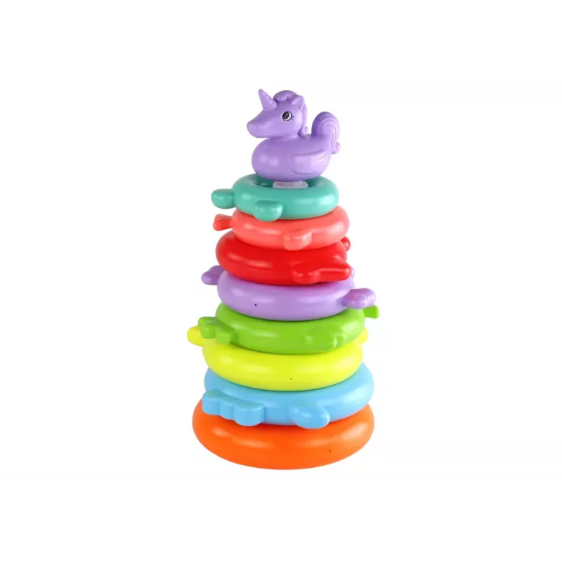 LEAN TOYS Piramīdas Vienradža Puzle 8 Apļi Krāsaini 29cm x 14cm x 14cm