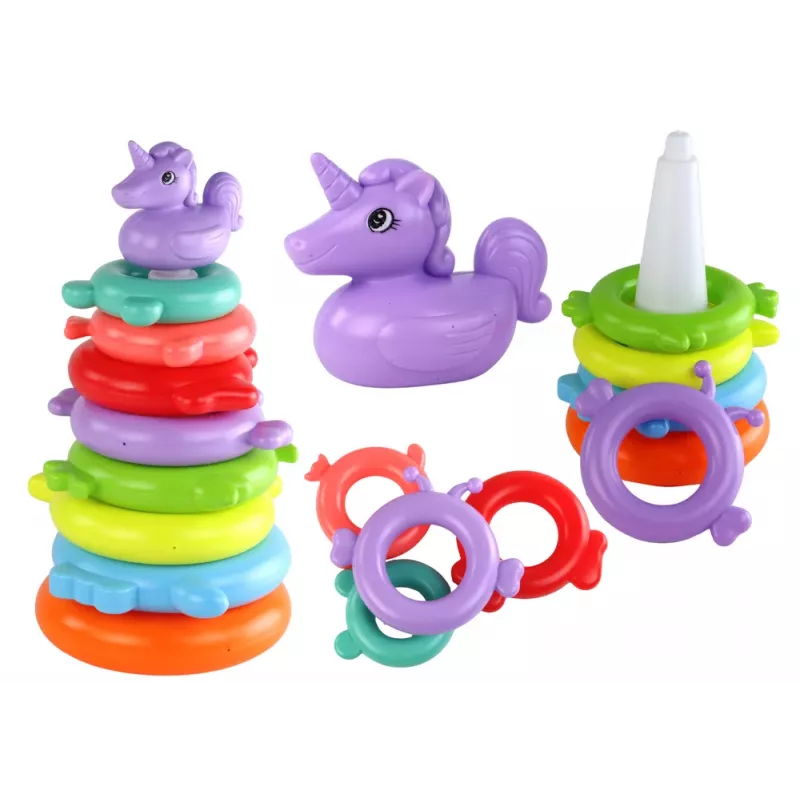 LEAN TOYS Piramīdas Vienradža Puzle 8 Apļi Krāsaini 29cm x 14cm x 14cm