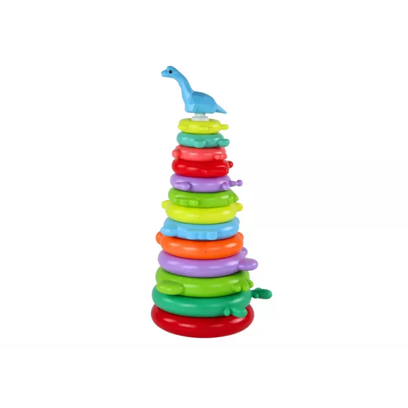 LEAN TOYS Žirafes piramīdas puzle 13 apļi Krāsaini 43cm x 18cm x 18cm