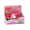LEAN TOYS Bērnu lelle ar rozā drēbēm, galvas saiti un barošanas piederumiem