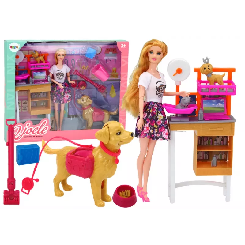 LEAN TOYS Leļļu komplekts ar suņiem, kaķi un veterināra piederumiem
