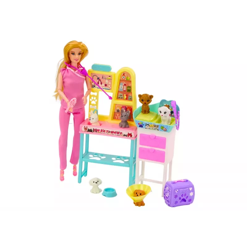 LEAN TOYS Lalaloopsy Veterināra leļļu komplekts ar ārstniecības mēbelēm, aksesuāriem un mājdzīvnieku