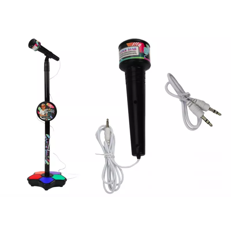 LEAN TOYS Mikrofons ar Statīvu Bērnu Karaoke, Regulējamas Gaismas, Melns