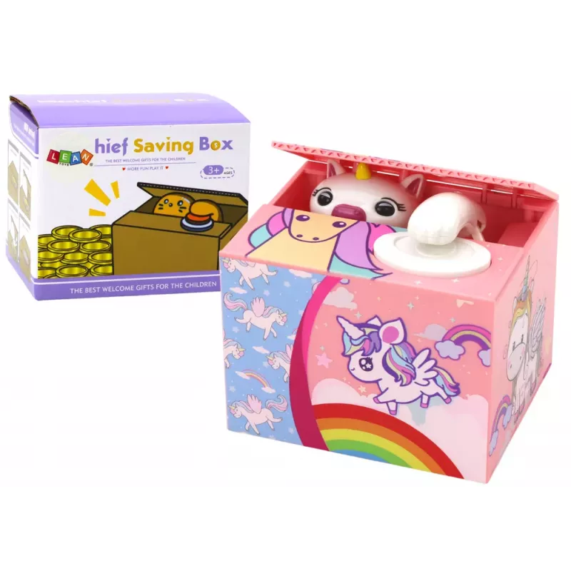 LEAN TOYS Piggy Bank Unicorn Learning to Save Unicorn Pink Melody