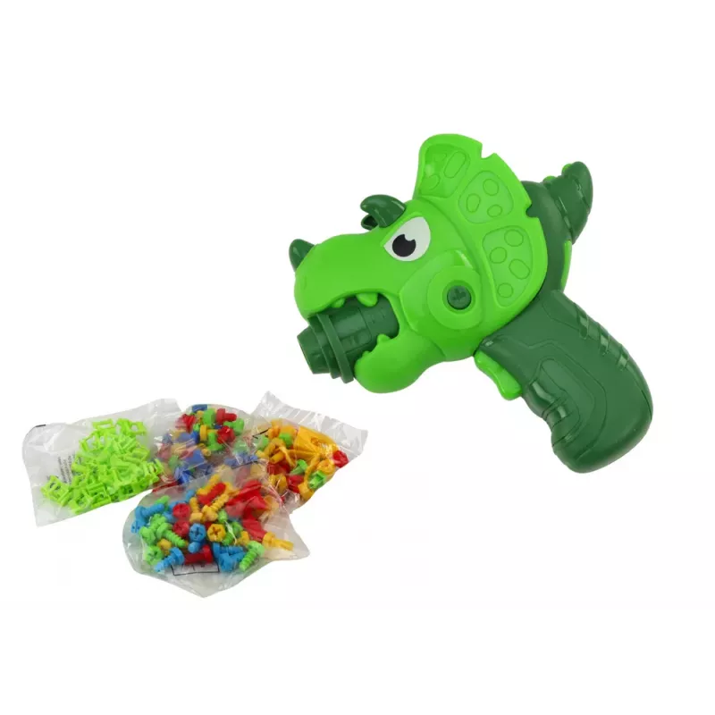 LEAN TOYS DIY komplekts ar koferi-galdu, puzles bloki, dinozaurs, skrūvgriezis, 249 gab.