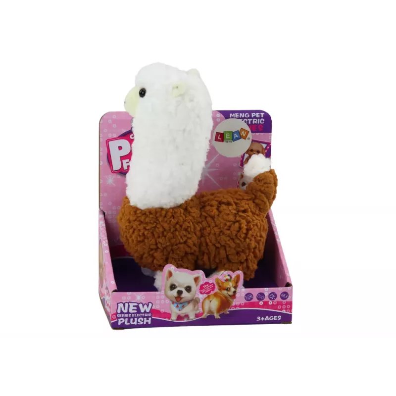 LEAN TOYS Llama Interactive Pet Brown Alpaca Walks Game 23 cm