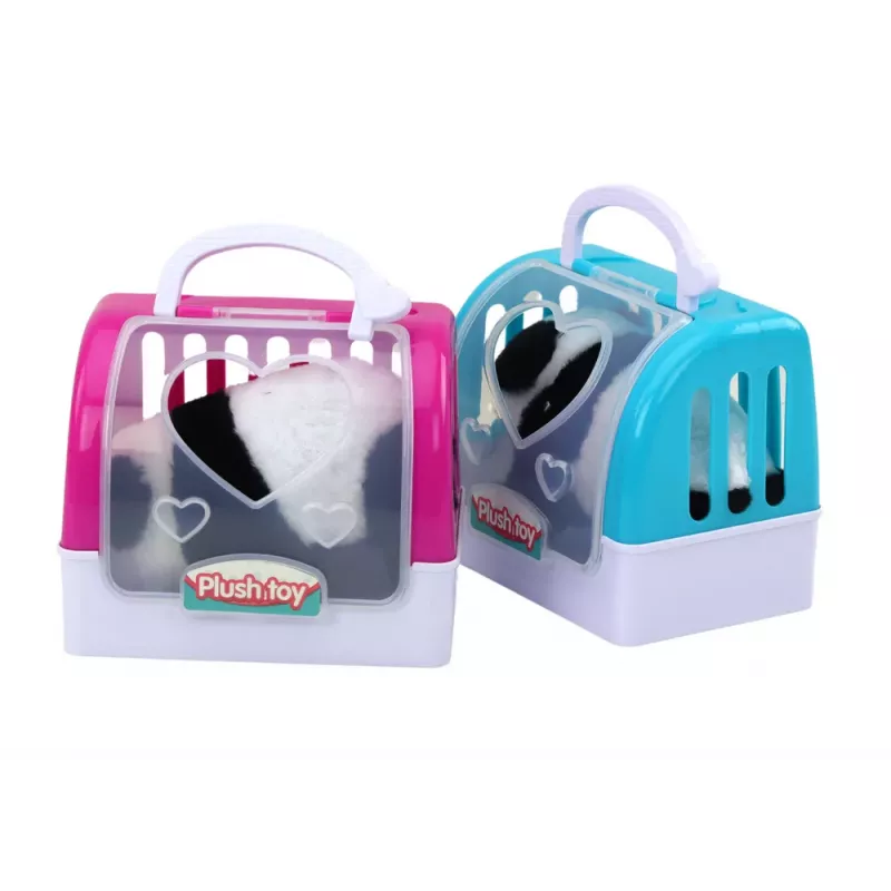 LEAN TOYS Interaktīvā plīša Panda rozā zilā transportierī
