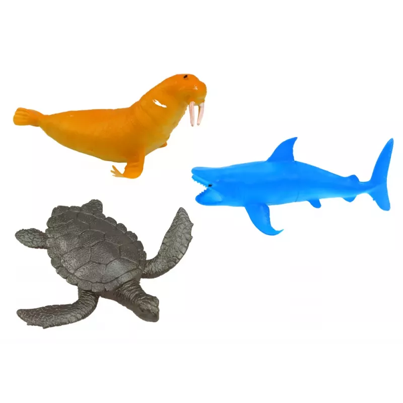 LEAN TOYS Figūru komplekts Jūras dzīvnieki Zemūdens Pingvīns Haizole Krabis 10 gab.