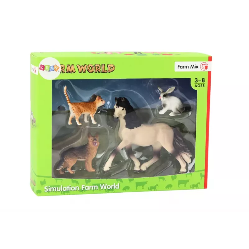 LEAN TOYS Dzīvnieku figūriņu komplekts Zirgs Suns Trusis Kaķis 4 gab.