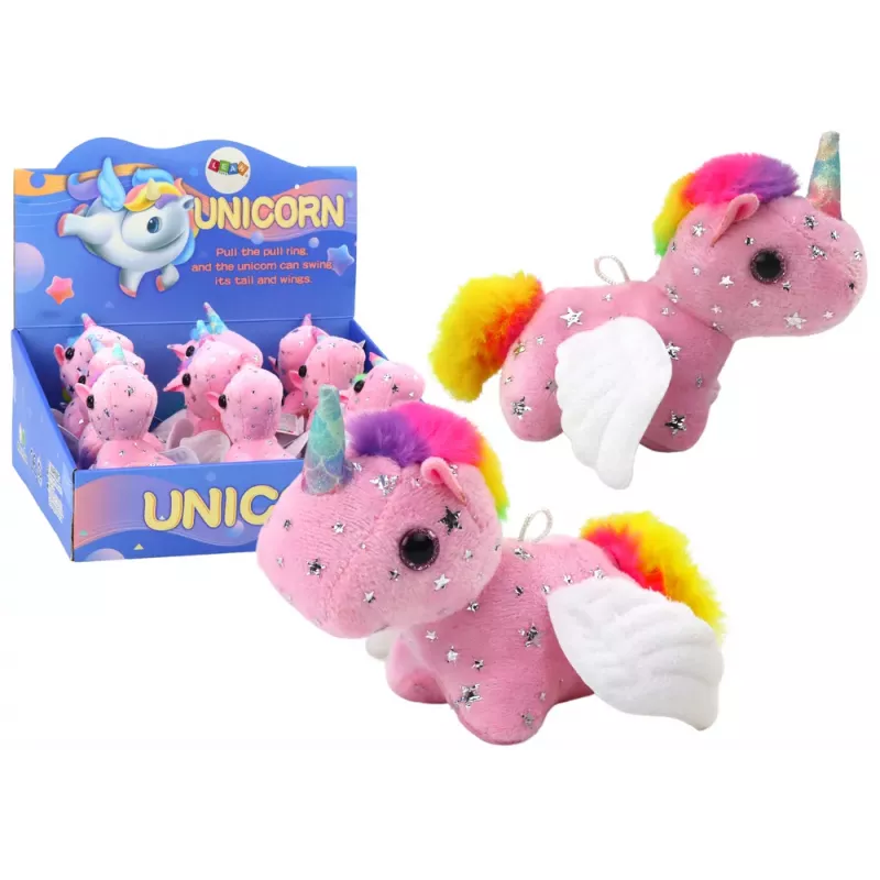 LEAN TOYS Unicorn Plush Pull-On Jumping Horse Pink