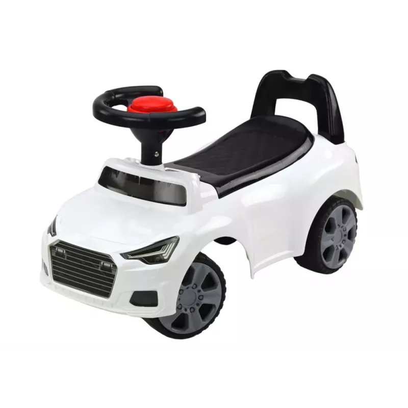 LEAN CARS Bērnu braucamrīks ar atzveltni QX-3396, taurīte, glabāšanas kaste, balts