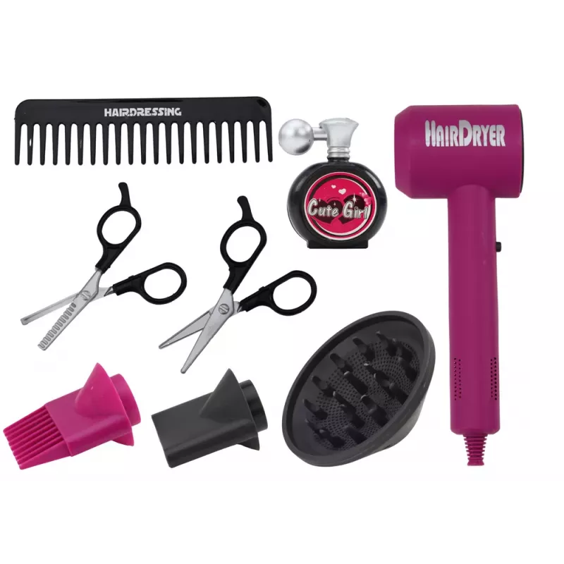 LEAN TOYS Friziera komplekts Skaistumkopšanas salons Frizieris Fēns 10 daļas