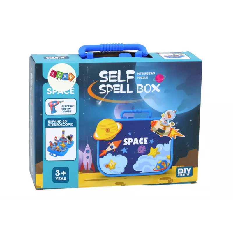 LEAN TOYS Koferu komplekts DIY Puzzle Bloki Kosmoss Skrūvgriezis 228 gab.