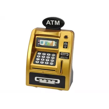 LEAN TOYS ATM Krājkasīte Bērniem Mācībām Krāt Zelts Melns