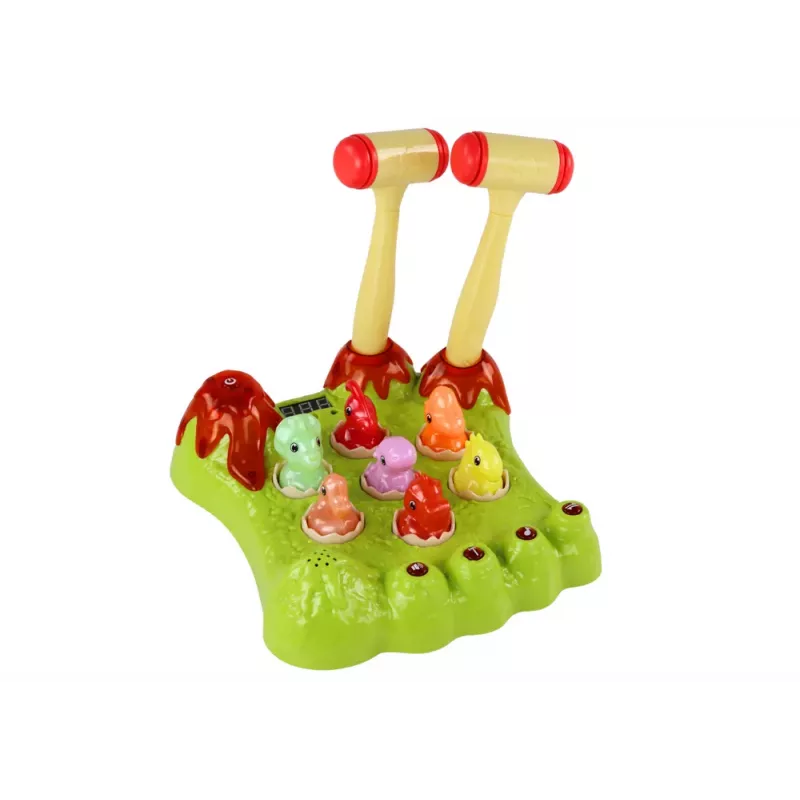 LEAN TOYS Wack-A-Mole spēle Dinozauri dēlis divi āmuri zaļa gaisma skaņa