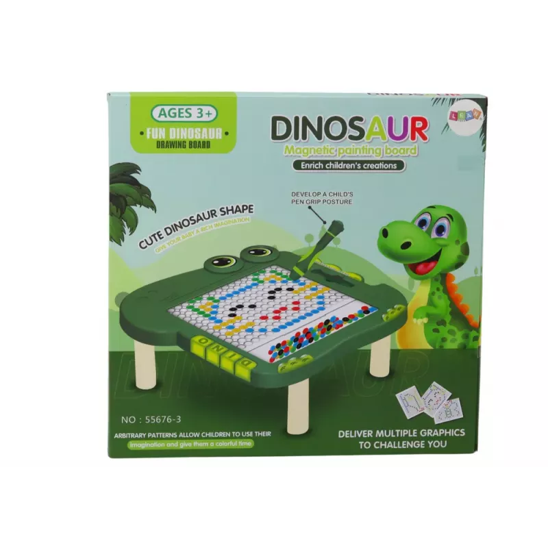 LEAN TOYS Izglītojoša magnētiskā tāfele Dinozauru puzle Zaļas pērlītes