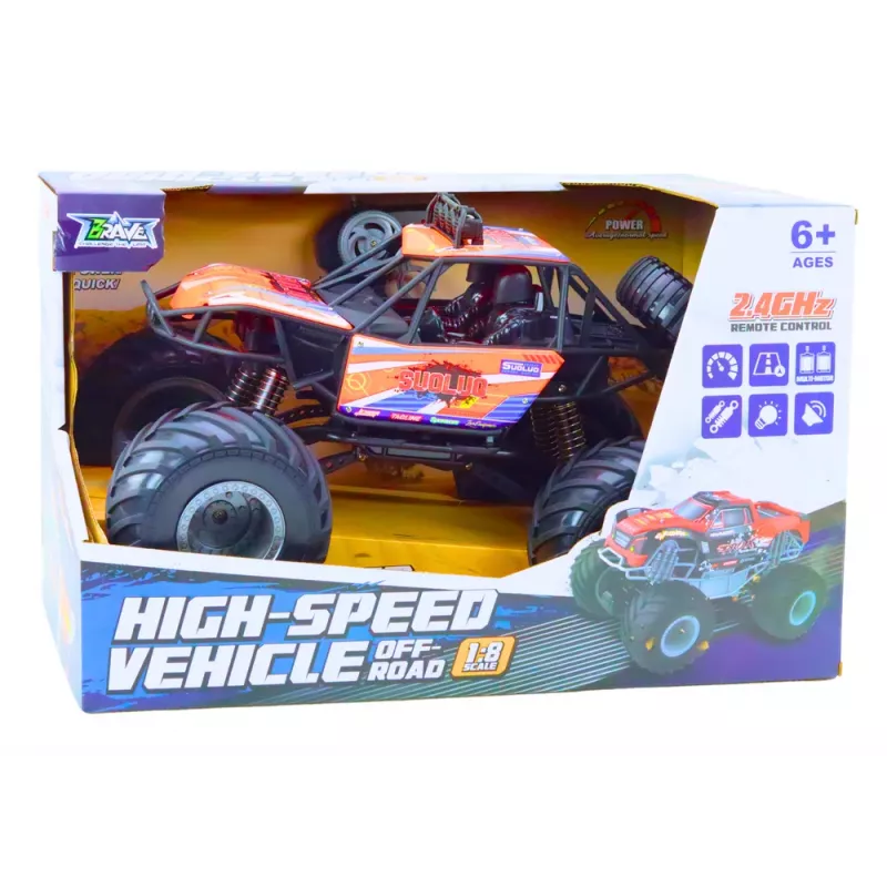 LEAN TOYS Bezceļu Tālvadības RC Auto 1:8 Amortizatori Oranžs