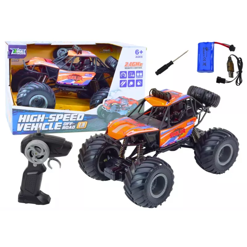 LEAN TOYS Bezceļu Tālvadības RC Auto 1:8 Amortizatori Oranžs